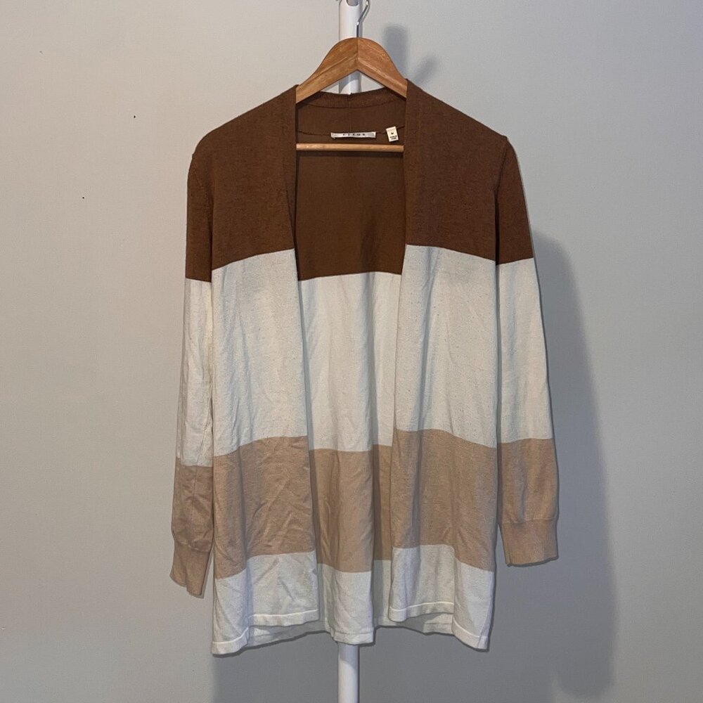 Wide Stripe Open Cardigan